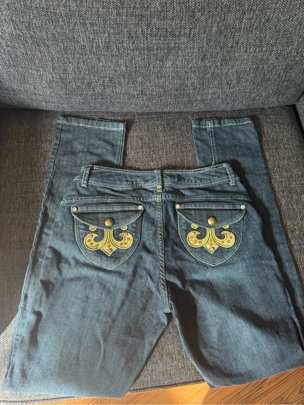 Y2K Deréon Beyoncé Jeans With Distinctive Gold Tone Hardware Embellishment